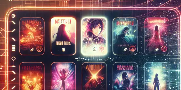 A sleek digital interface showcasing vibrant adult film thumbnails in a cozy, inviting setting.